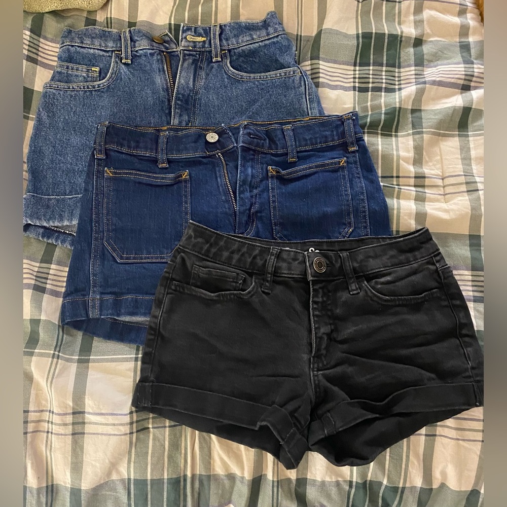 Women’s Jean Shorts Bundle!!! Black, Dark Blue, Denim Blue (all waist 26”)
